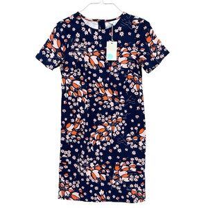 New BODEN Harriet Shift Dress Floral Back Zip Blue Orange